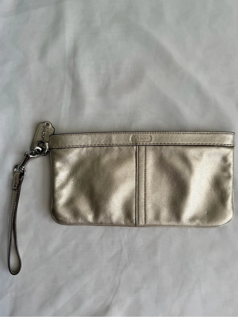 Coach Metallic Leather Wristlet Clutch - Gold